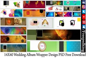 14X40 Wedding Album Wrapper Design PSD Free Download