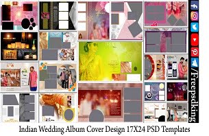 Indian Wedding Album Cover Design 17X24 PSD Templates