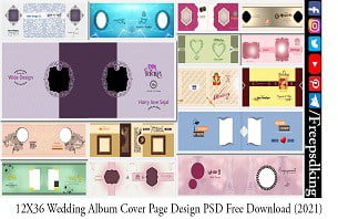 12X36 Wedding Album Cover Page Design PSD Free Download (2021)