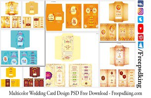 Multicolor Wedding Card Design PSD