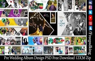 Pre Wedding Album Design PSD Free Download 12X36 Zip