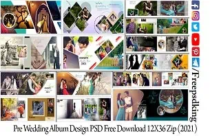 Pre Wedding Album Design PSD Free Download 12X36 Zip 2021