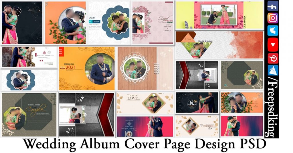 Wedding Album Cover Page Design PSD