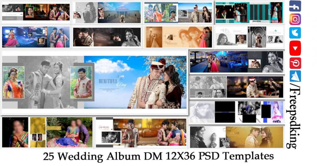 25 Wedding Album DM 12X36 PSD Templates