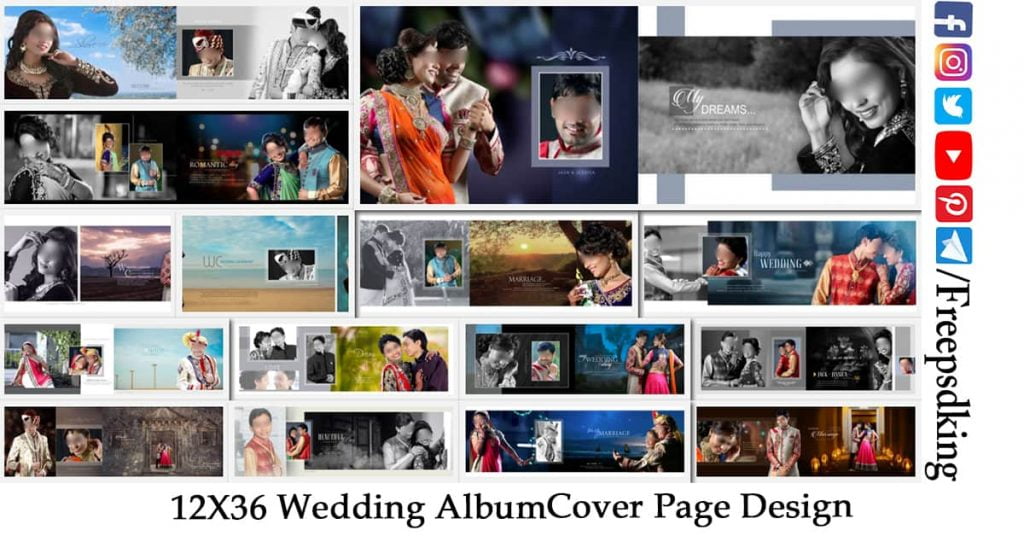 Wedding Album Cover Page Design PSD Free Download 12X36 (2020)