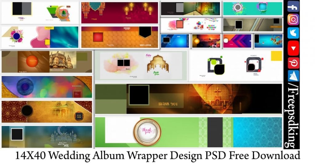 14X40 Wedding Album Wrapper Design PSD Free Download