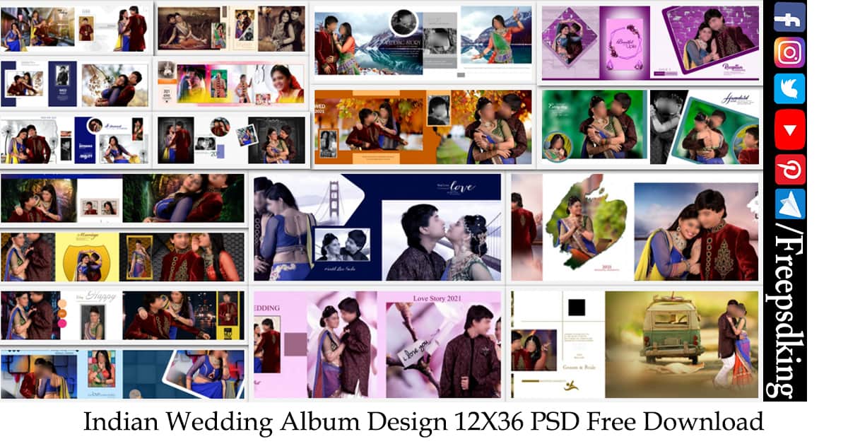 Indian Wedding Album Design 12X36 PSD Free Download