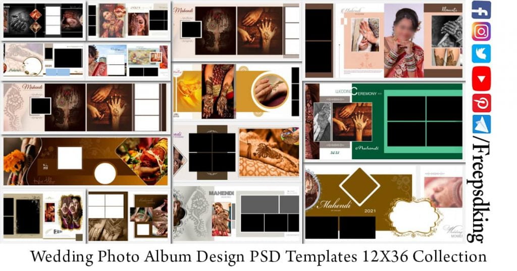 Wedding Photo Album Design PSD Templates 12X36 Collection