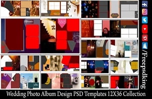 Wedding Photo Album Design PSD Templates 12X36 Collection