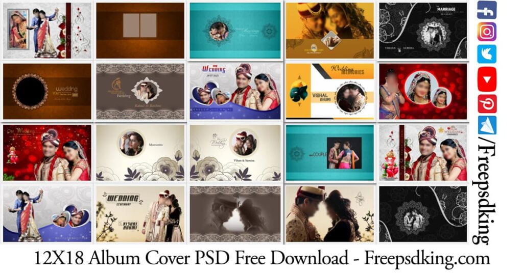 Được cung cấp bởi Freepsdking.com, mẫu bìa album 12x18 inch PSD miễn phí sẽ giúp bạn tạo ra một album cưới đầy ấn tượng và chuyên nghiệp. Với giao diện trực quan và dễ sử dụng, bạn sẽ không mất nhiều thời gian để tìm kiếm được mẫu bìa đẹp và phù hợp.