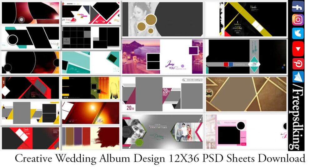 Creative Wedding Album Design 12X36 PSD Sheets Download