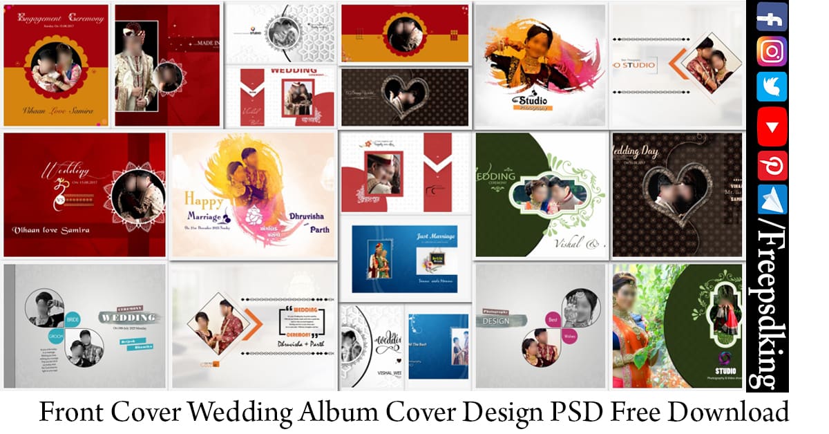 Front Cover Wedding Album Cover Design PSD Free Download