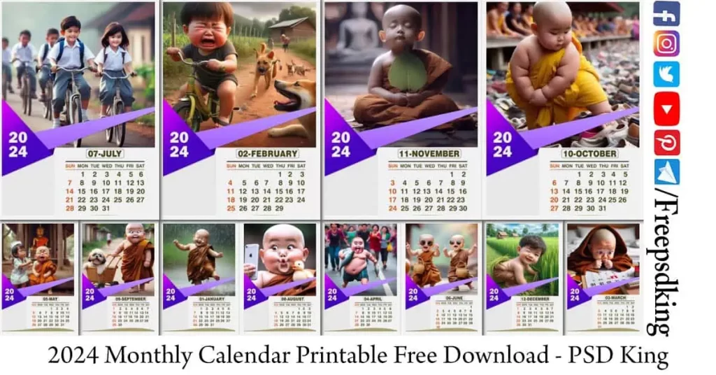 2024 Monthly Calendar Printable