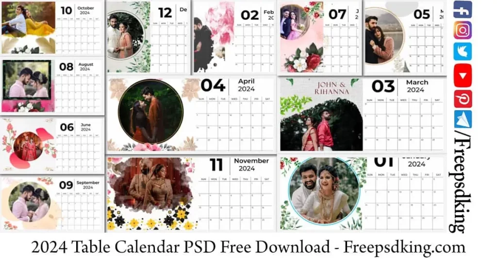 2024 Table Calendar PSD Free Download