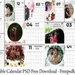 2024 Table Calendar PSD Free Download