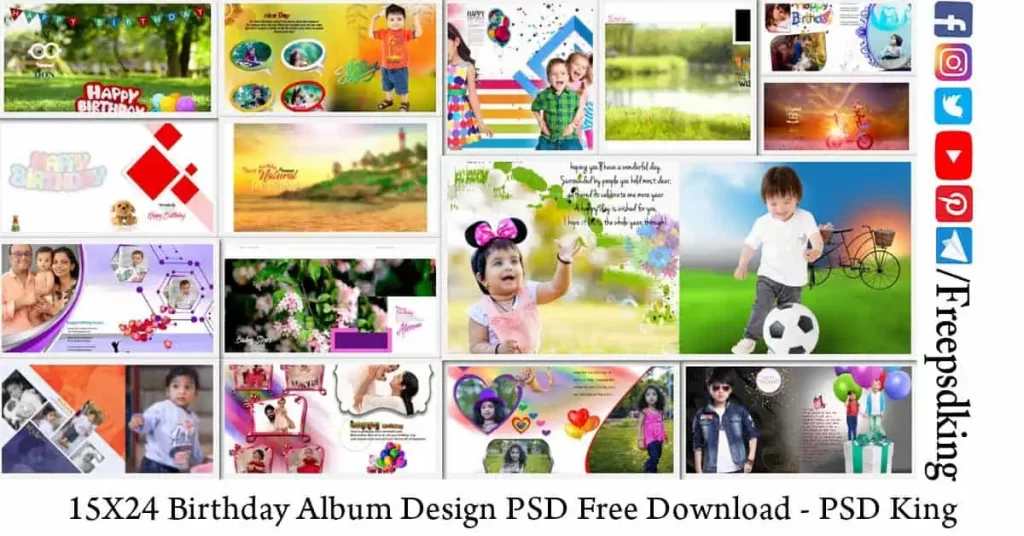 15X24 Birthday Album Design PSD