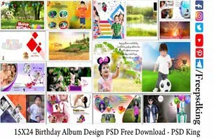 15X24 Birthday Album Design PSD