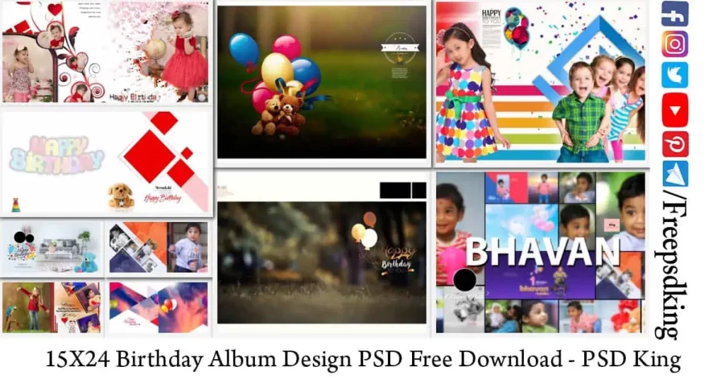 15X24 Birthday Album Design PSD Free Download