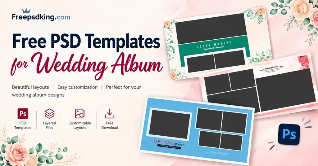 Free PSD Templates for Wedding Album